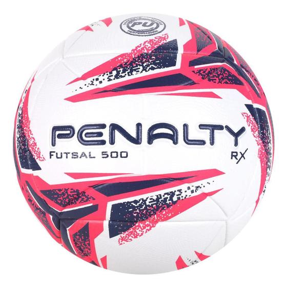 Imagem de Bola de Futsal Penalty RX 500 XXIII - Branco e Rosa