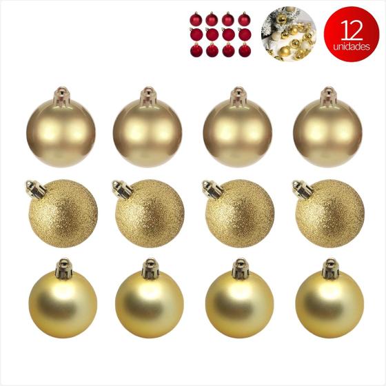 Imagem de Bola De Natal 4cm 12 Peças Ornamentos para Decoração de Árvore