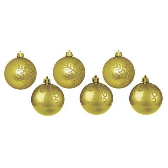 Imagem de Bola de Natal 8cm 6 Peças Versalhes Niazitex - caixa com 16 Unidade - Ouro