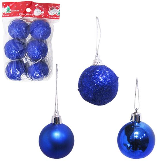Imagem de Bola De Natal Azul Brilho/Fosco/Glitter N4 Pacote Com 18 Pecas - NATALKASA