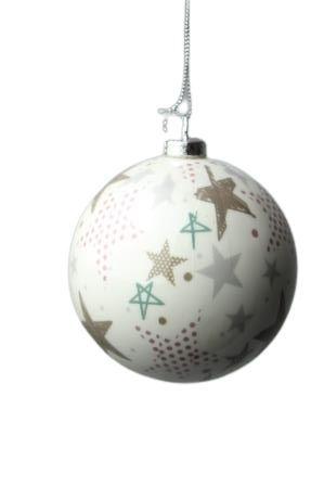 Imagem de Bola de Natal Branca Decoração Estrela 10 Cm 3 Unidades