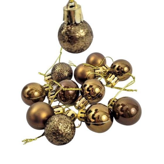 Imagem de Bola De Natal Bronze Mix 2,5Cm Para Árvore Kit 12Pc