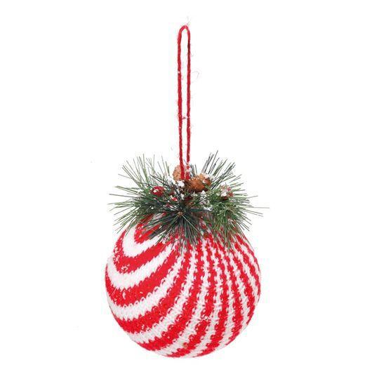 Bola de Natal com Arranjo Listrada Branco e Vermelho e Verde Bandeira 9cm -  2 Un - Cromus - Bola de Natal - Magazine Luiza