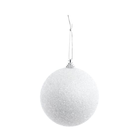 Imagem de Bola de Natal com Glitter Branco 10cm Jg 4 Unid 1015709