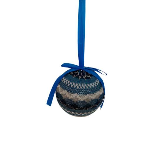 Imagem de Bola de Natal Decorada - Azul/Branco - 10cm - 3 unidades - Rizzo