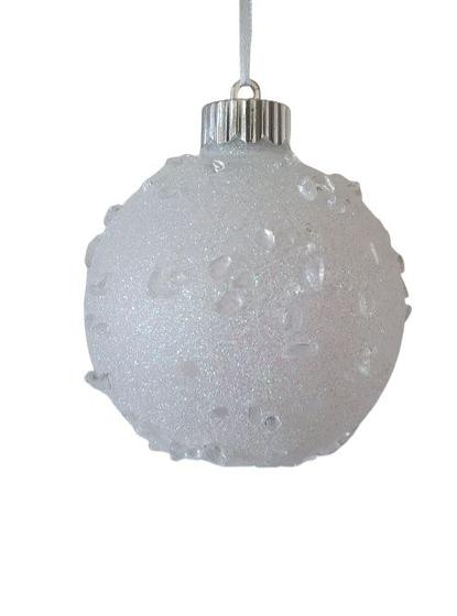 Imagem de Bola de Natal Decorada Glitter Gelo Branco 10 Cm 3 Unidades