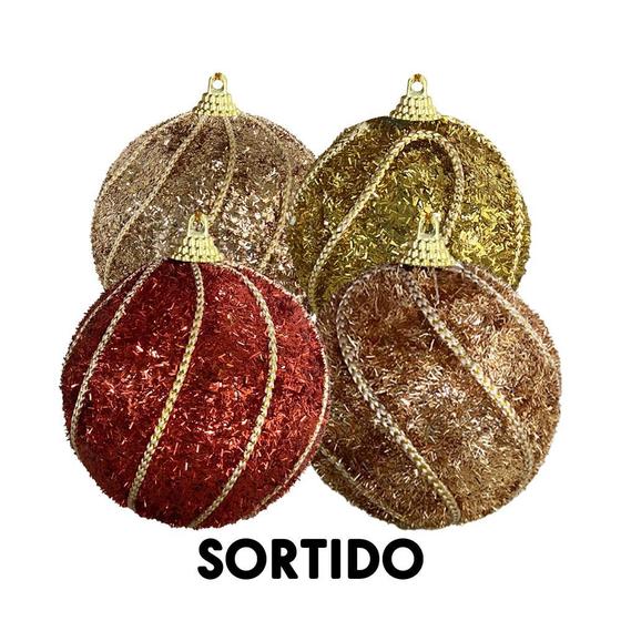 Imagem de Bola de Natal Dourada Ouro com Glitter 6cm Multiart