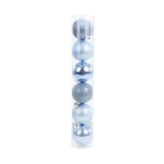 Imagem de Bola de Natal em Tubo - Brilho/Fosco/Glitter Azul - 5cm - 6 unidades - Cromus - Rizzo