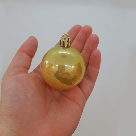 Imagem de Bola de Natal em Tubo - Perolado Ouro - 5cm - 6 unidades - Cromus - Rizzo