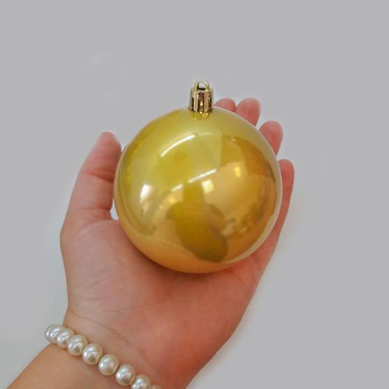 Imagem de Bola de Natal em Tubo - Perolado Ouro - 8cm - 6 unidades - Cromus - Rizzo