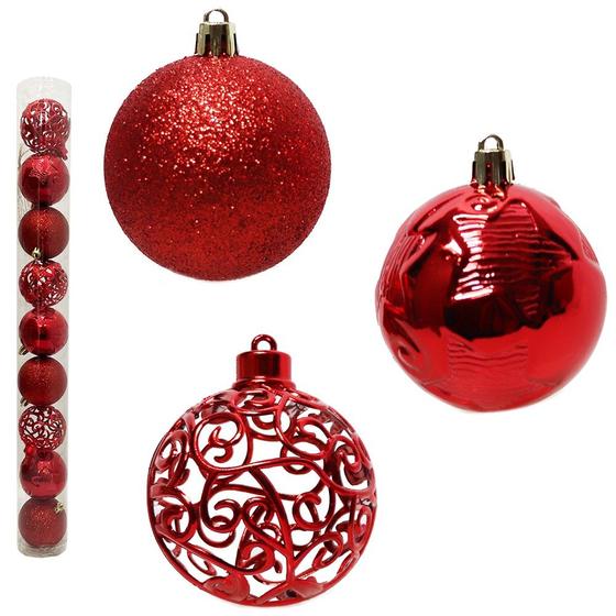 Imagem de Bola De Natal Gritter Estrela Arabesco Vazada 3 Modelos 9 Pc