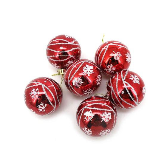 Imagem de Bola de Natal Le Vermelha com Branco 6cm com 6 Unidades