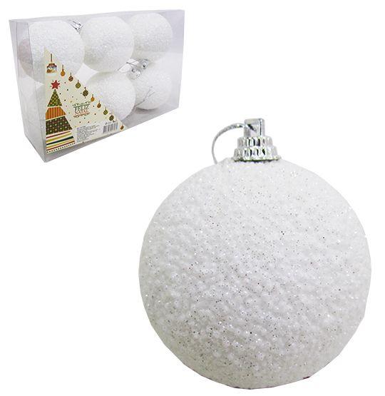 Bola de natal luxo branca glitter n.6 caixa com 6 pecas Menor preço em Bola de natal luxo branca glitter n.6 caixa com 6 pecas