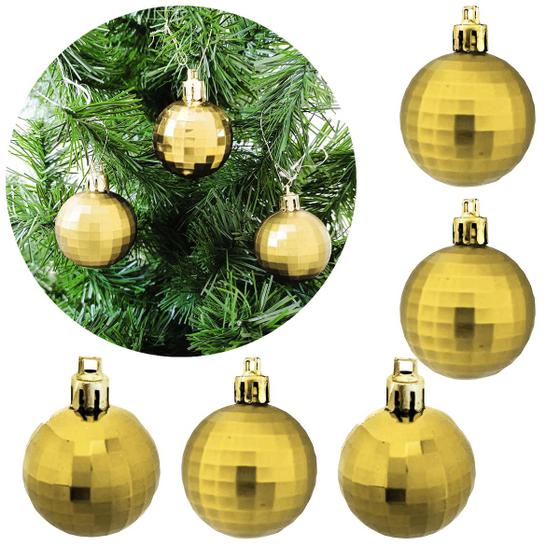 Imagem de Bola de Natal Pequena Dourada Facetada 4cm Kit 12 Unidades