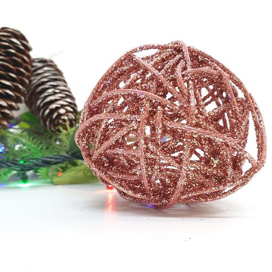 Imagem de Bola de Natal Ratan Rose Gold - ø 7,5 cm - 1 unidade - Cromus - Rizzo