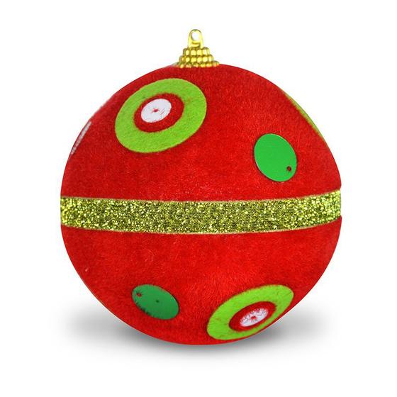 Imagem de Bola de Natal Veludo Vermelho e Verde com 10cm c/6pcs