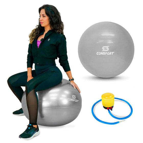Imagem de Bola de Pilates 65cm Bola Suiça para Yoga e Ginástica Fisioterapia Alongamento Exercícios em Casa