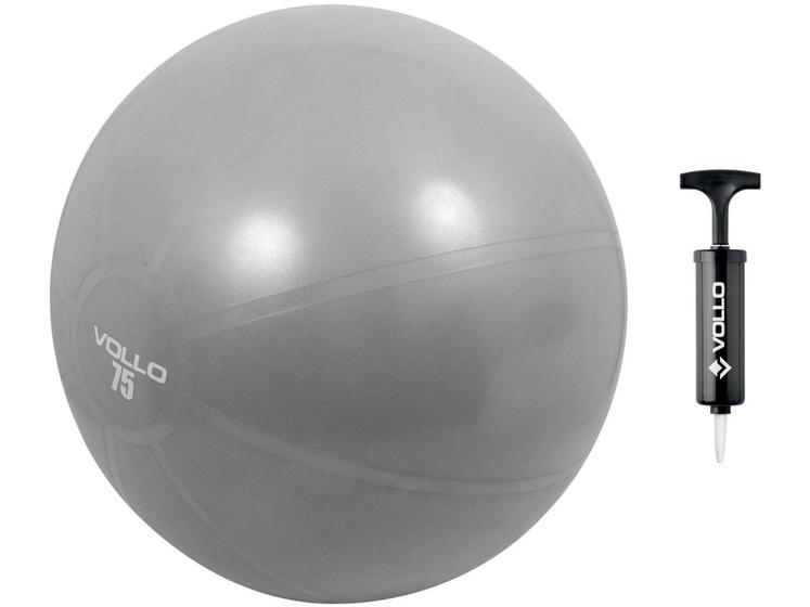 Imagem de Bola de Pilates Suíça 75cm com Bomba de Ar - Vollo Sports VP1036 Cinza
