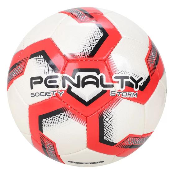 Imagem de Bola de Society Storm Penalty XXIII Costurada Branco e Vermelho