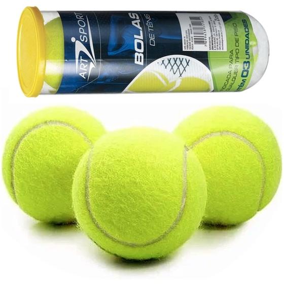 Imagem de Bola De Tenis Quadra Saibro Esporte Kit Com 3 Bolinhas Profissional