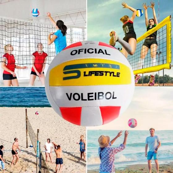 Imagem de Bola De Vôlei Praia E Quadra Durável Voleibol Profissional Areia Piscina material sintético Competições Torneios