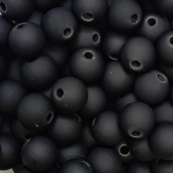 Imagem de Bola Emborrachada Preta 8mm 180 Bolinhas de Borracha Para Terço Pulseira Colar Bijuterias