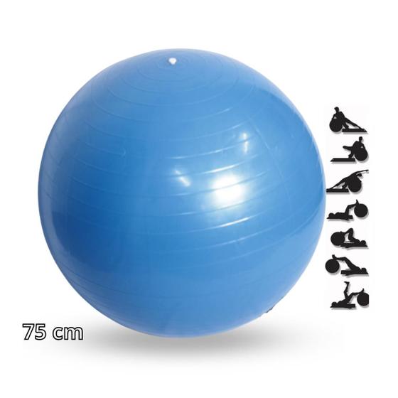 Imagem de Bola Exercício Funcional ginástica em azul yoga pilates 75cm resistente