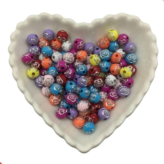 Bola Flor 08mm Em Plastico Com 500G - LADEIRA BIJUTERIAS Imagem de Bola Flor 08mm Em Plastico Com 500G
