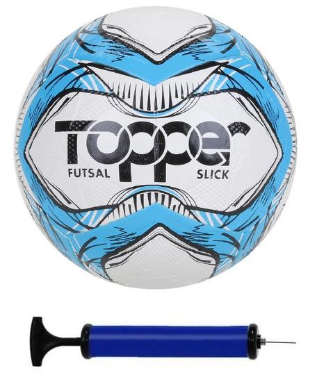 Imagem de Bola Futsal Topper Slick Azul + Bomba de Ar