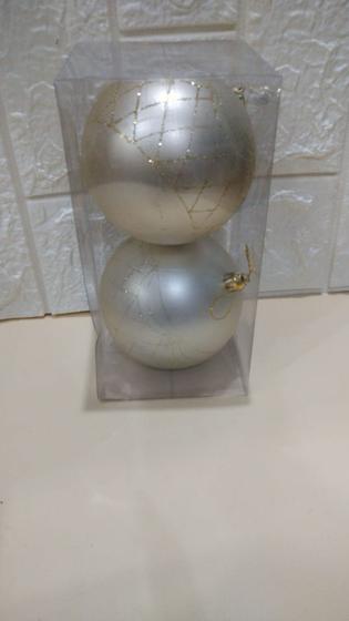 Imagem de BOLA NATAL DESCORADA COM GLITTER  (CHAMPANHE ) 10 cm