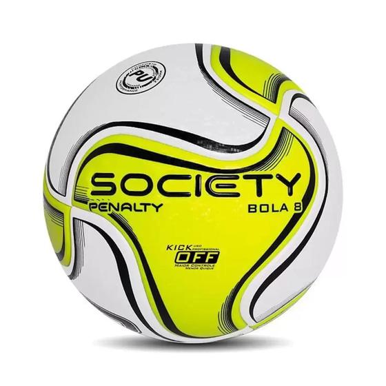 Imagem de Bola Penalty Society 8 Amarela Kick Off Termotec Oficial
