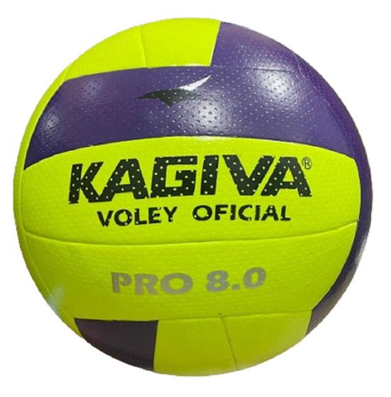 Imagem de Bola volei kagiva 8.0 pro oficial - cor: amarelo fluor/violeta