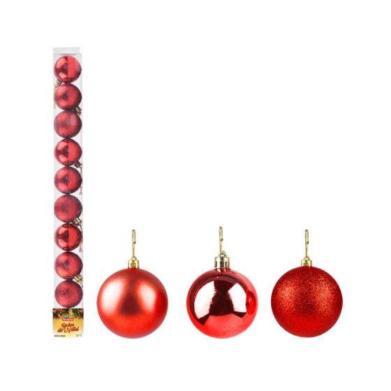 Imagem de Bolas Arvore de Natal TAM 5 Vermelhas Decoração 10 Peças