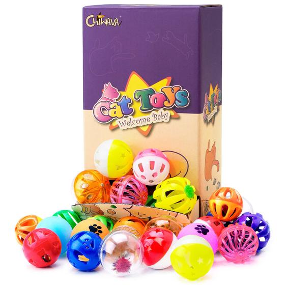 Imagem de Bolas de brinquedo para gatos CHIWAVA Plastic Noisy com pacote Bell 36