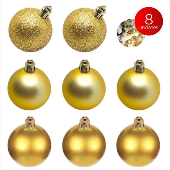 Imagem de Bolas De Naral 7cm Ornamentos Para Decorar Árvore De Natal 8 Peças