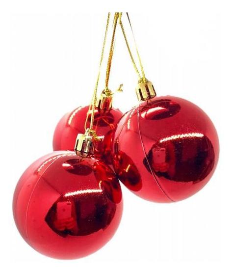Imagem de Bolas de Natal 4cm com 6 un Enfeite Decoração Vermelho Lisa