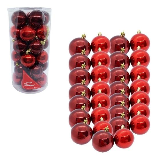 Imagem de Bolas De Natal Mista Vermelho e Vinho C/30PCS 6cm