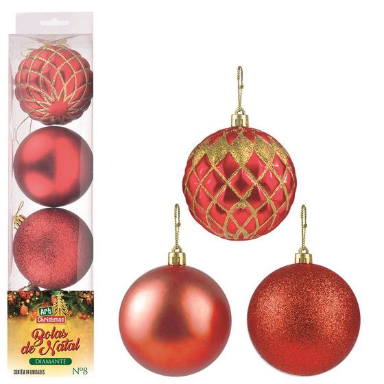 bolas de natal vermelha dourada 8cm bolas natalina 8 cm - Zein - Bola de  Natal - Magazine Luiza