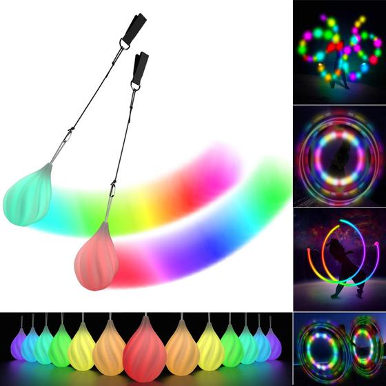 Imagem de Bolas de Poi LED com Efeito Arco-Íris e Strobo - Par de Bolas Luminosas