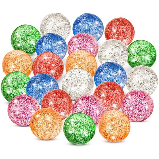 Imagem de Bolas de Pular Hxezoc com Glitter (32mm) - Pacote com 24 Unidades (6 Cores)