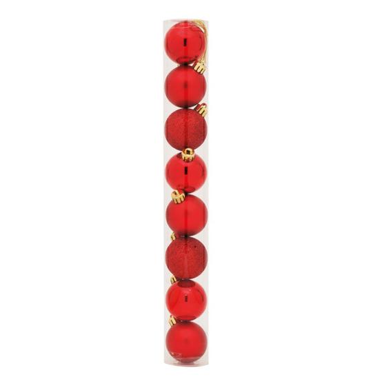 Imagem de Bolas Lisa Fosca Enfeite Árvore Natal Vermelho 5cm 8PÇS