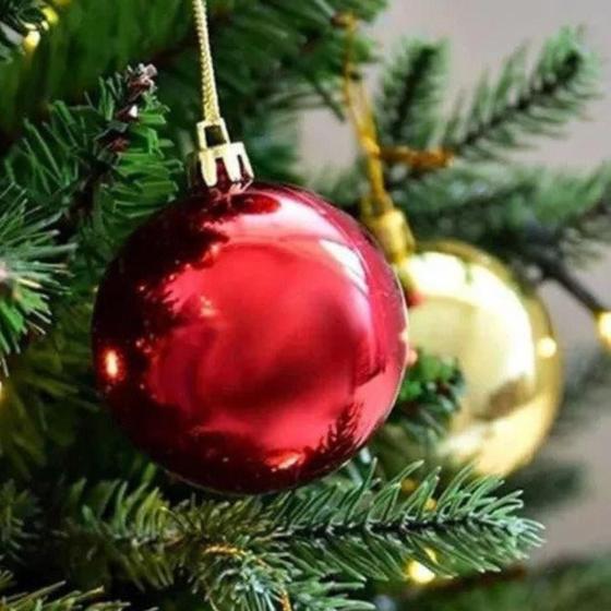 Imagem de Bolas Para Árvore de Natal Vermelha e Dourada Kit c/ 9 Bolas
