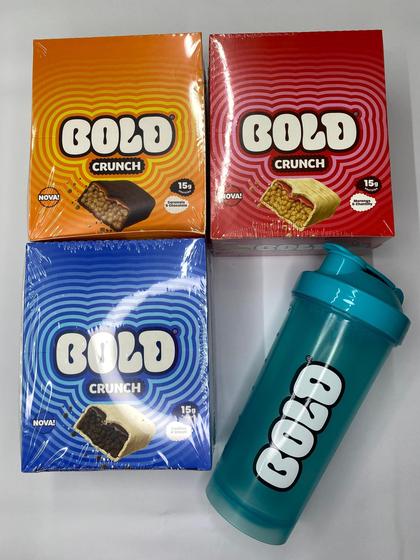 Imagem de Bold Crunch com 12 unidades de 50g com de 15g de Proteína Kit com 03 Display-Bold Bar