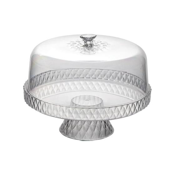 Imagem de Boleira De Plástico Com Tampa E Prato Para Bolo E Torta Com Borda Alta Plasútil