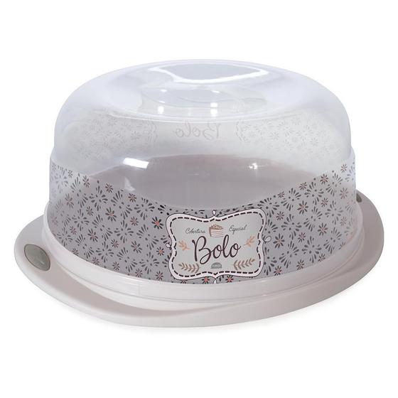 Imagem de Boleira Decorativa com Tampa Sem Rosca Plástico Grande Moderna Decorado Bolo Nude Cozinha Plasútil