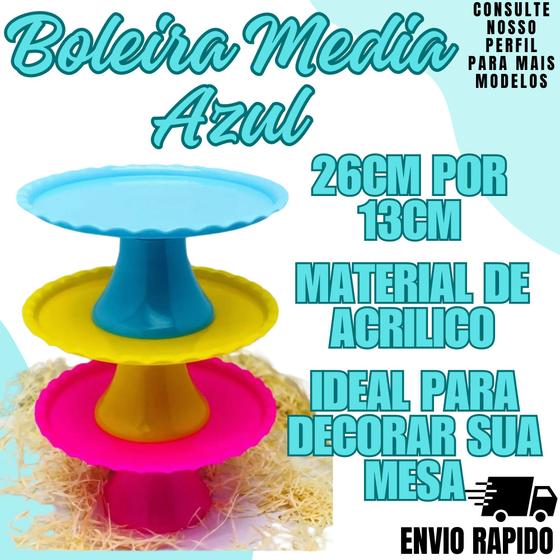 Imagem de Boleira Media Azul Bebe Enfeite Bolo Decoraçao Festa Eventos