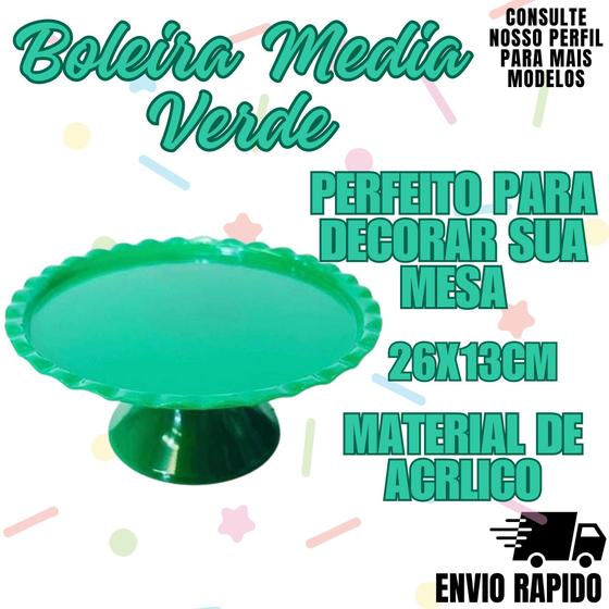 Imagem de Boleira Media Verde Escuro Enfeite Bolo Decoraçao Festa