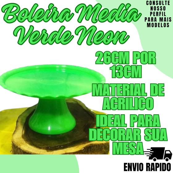 Imagem de Boleira Media Verde Neon Enfeite Bolo Decoraçao Festa Evento
