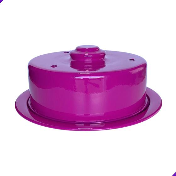 Imagem de Boleira Porta Bolos N20 Decorada Bolinha - Feita de Metal Resistente e Brilhante - 27cm - Disponível em Vermelho, Rosa Claro, Rosa Escuro, Branco, Preto - Perfeita para Exibir seus Bolos na Mesa da Cozinha com Estilo