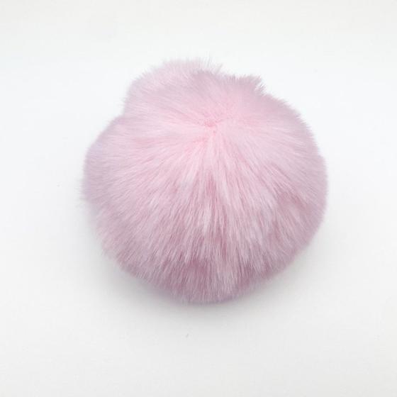Imagem de Bolinha Pelúcia Pompom 8cm Rosa Bebê com Elástico em Poliéster - unidade